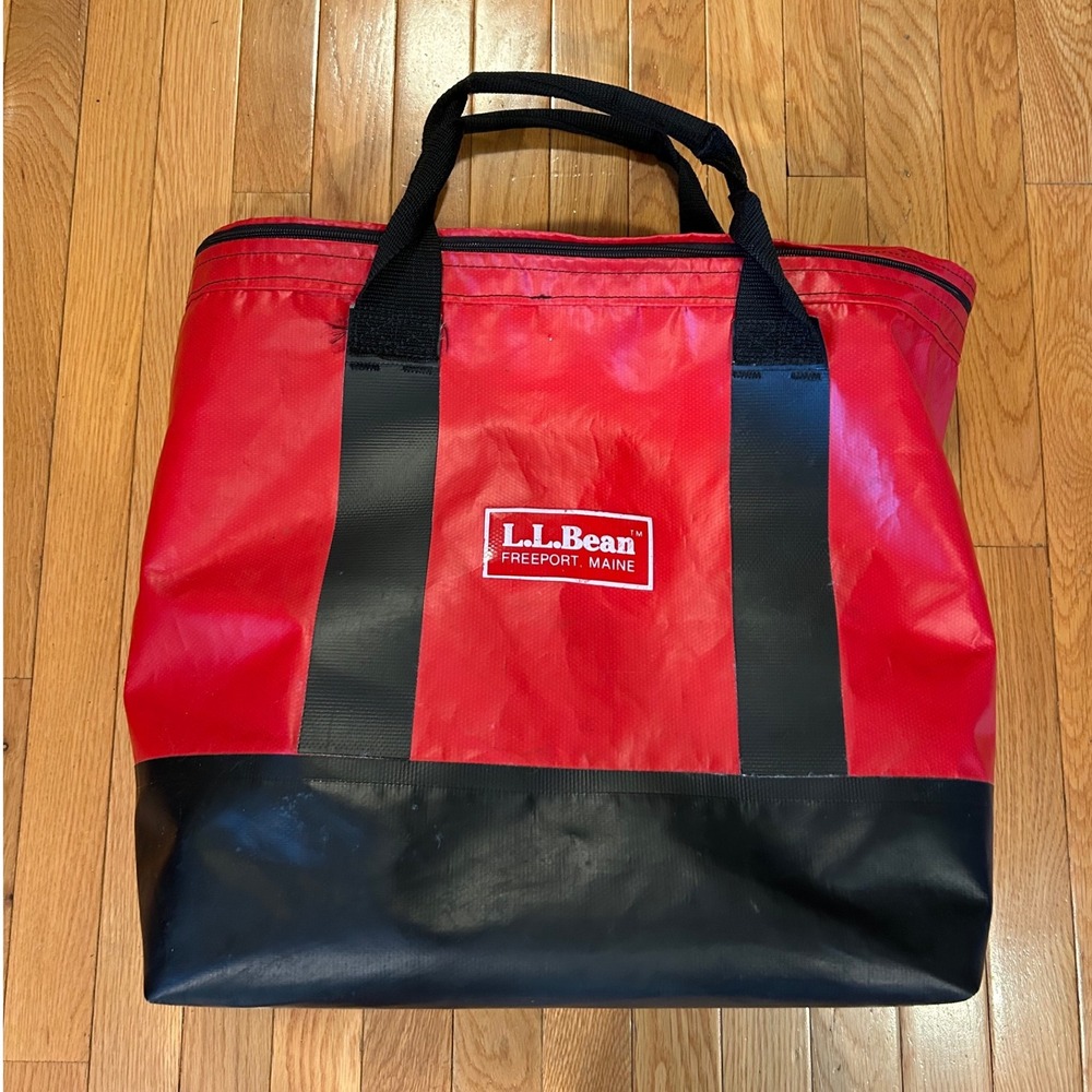 Rare Vintage L.L.Bean Red Waterproof Tote Bag Zip Top Large colab Seattle Sports